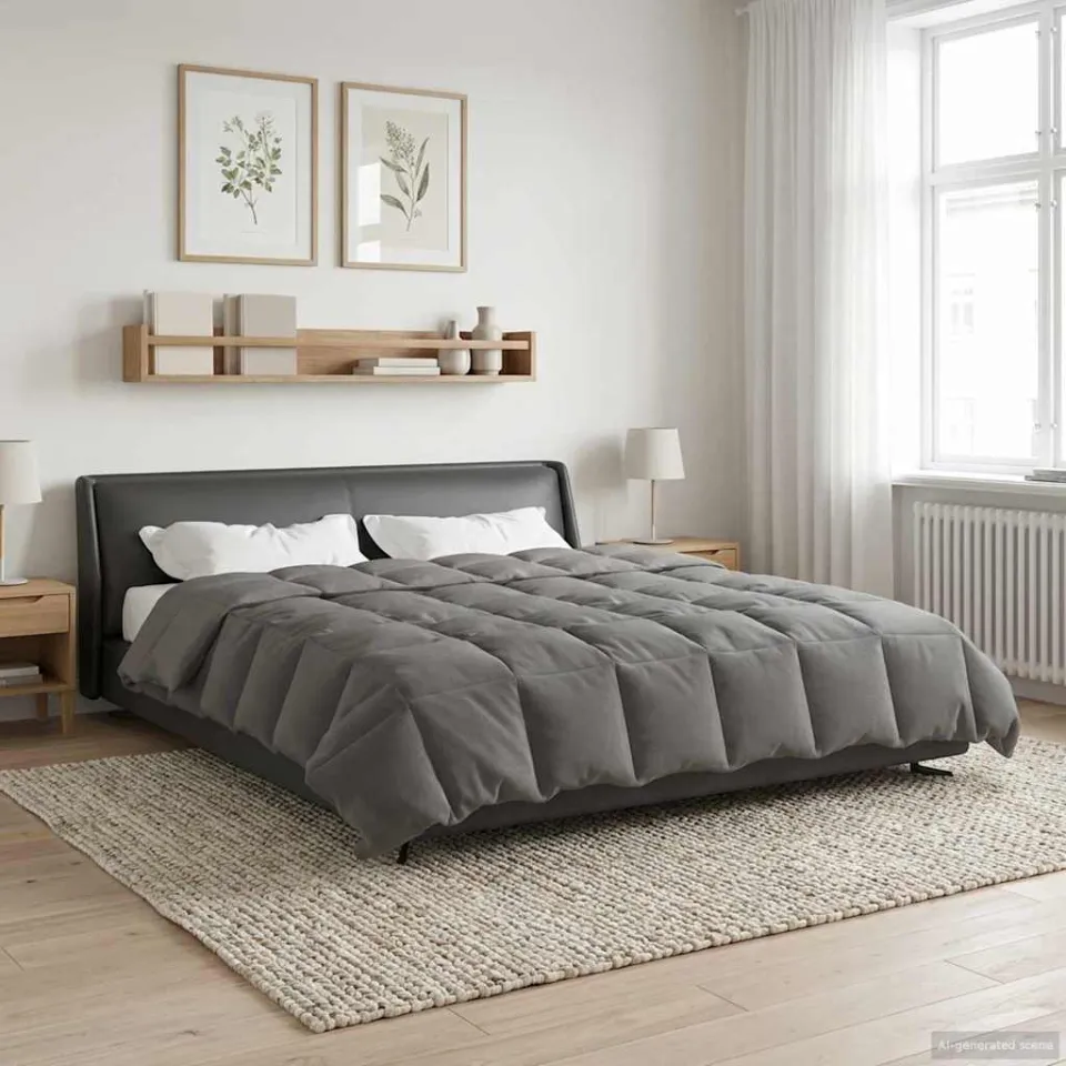 vidaXL Zomer Dekbed 240 x 260 cm Zomer Microfiber (100% polyester) lichtgrijs, foto 4