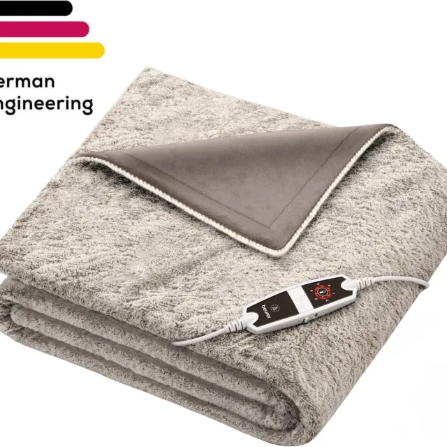 Beurer HD 150 Elektrische Deken XXL - Warmtedeken 200x150 cm - Beurer Safety System - Automatische Uitschakeling - Nordic Taupe