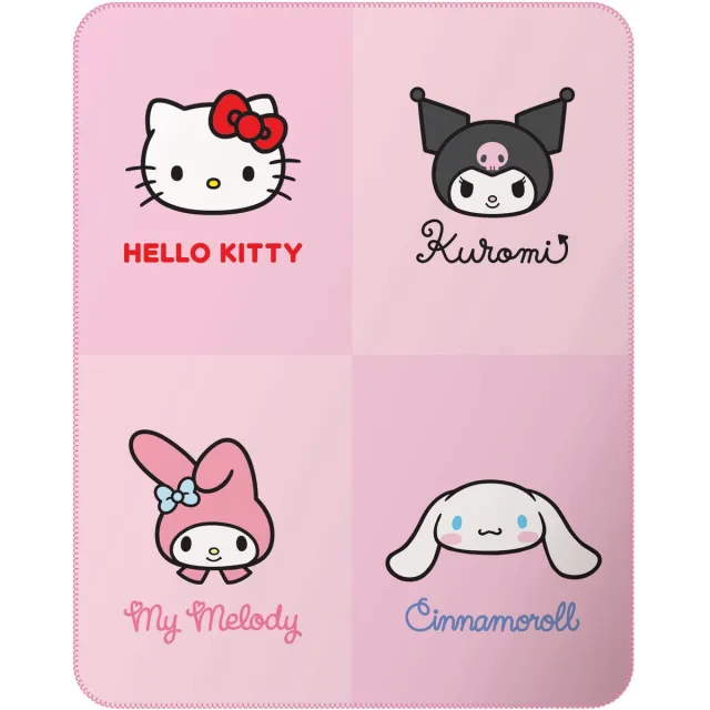Sanrio Hello Kitty & Friends Fleeceplaid Hello Kitty Kuromi My Melody- 110 x 140 cm - Polyester roze