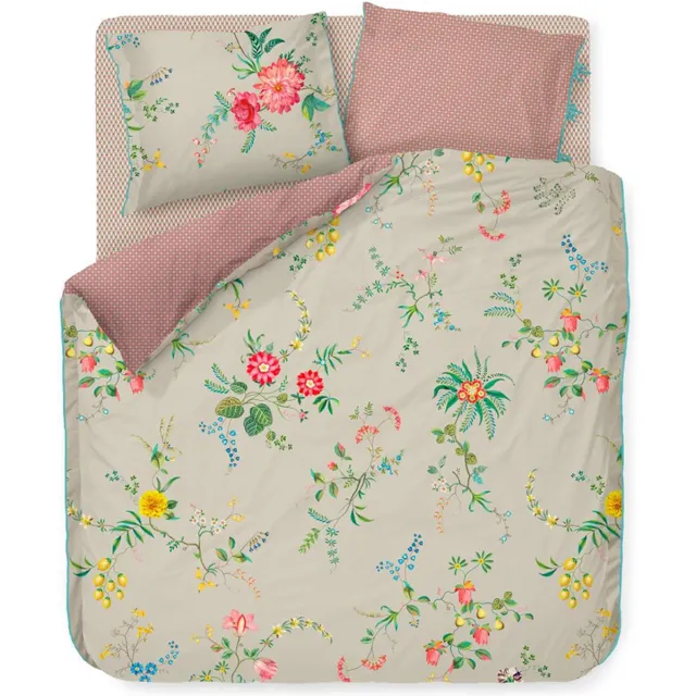 Pip Studio Fleur Grandeur dekbedovertrek - Lits-Jumeaux XL - 260x200/220 - Khaki