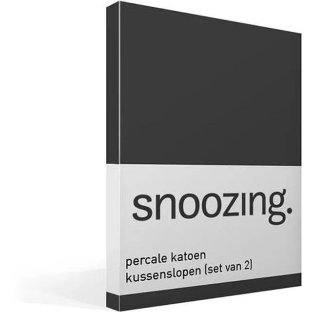 Snoozing Percale katoen - Kussenslopen - Set van 2 - 60x70 cm - Antraciet