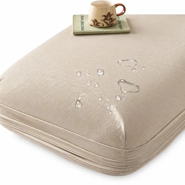 SWGOTA Waterdichte hoeslakenset 200 x 200 cm - kaki, geborstelde stof, voor matrassen tot 30 cm hoog, 1 hoeslaken en 2 kussenslopen