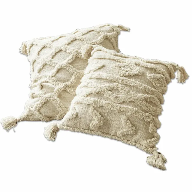 Loberon Kussenhoes set van 2 Linares crème