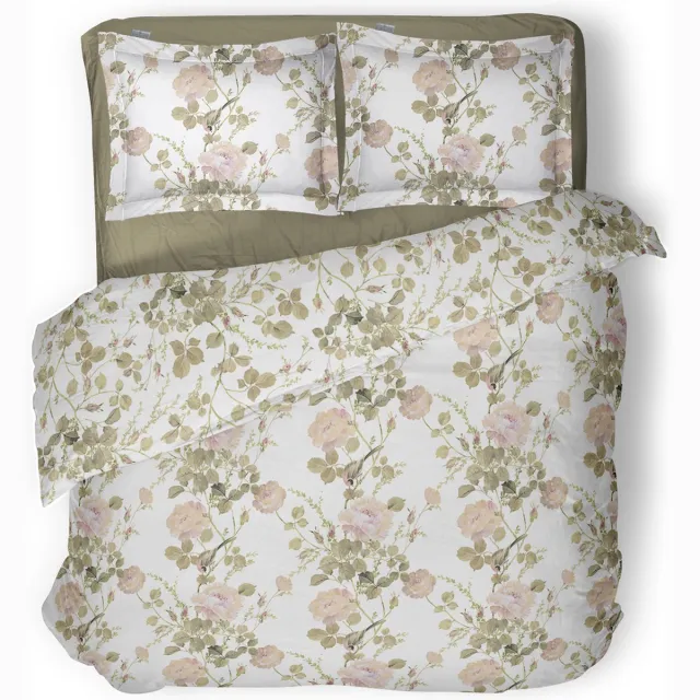LINNICK Dekbedovertrek Katoen Juliet - White - Dekbedovertrek 200x200/220cm - 100% Katoen - Tweepersoons - Dekbedovertrekken - Bloemen Dekbedovertrek wit