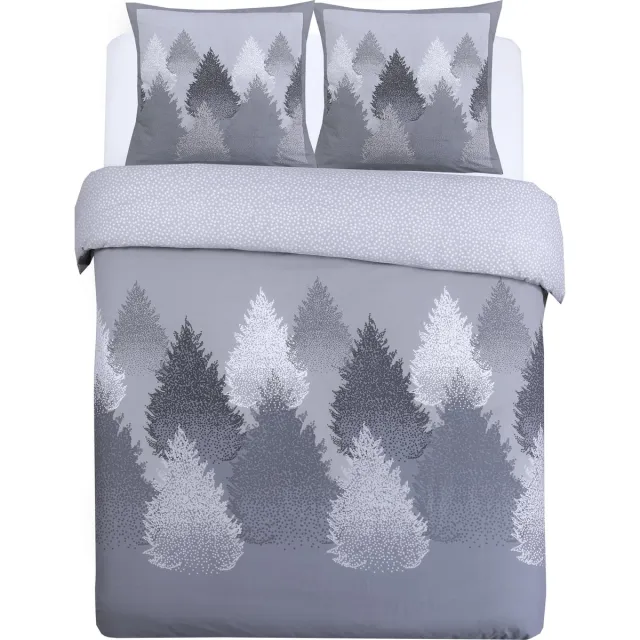 VISION home VISION Forest Flanel - Dekbedovertrekset - 100% katoen flanel: warm en zacht - Kingsize - Dekbedovertrek met 2 bijhorende slopen - Grijs - Oekotex gecertificeerd