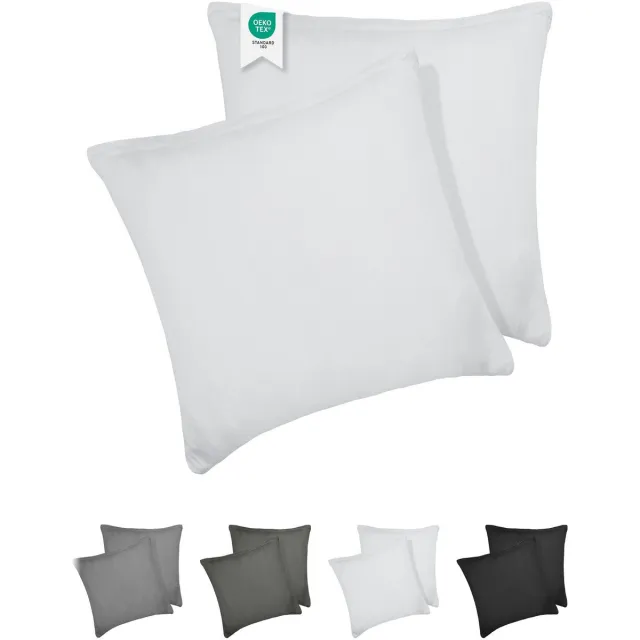 BARBONS kussensloop 60x60 set van 2 - Jersey 165 g/m² kussenhoes - 100% Katoen - wit