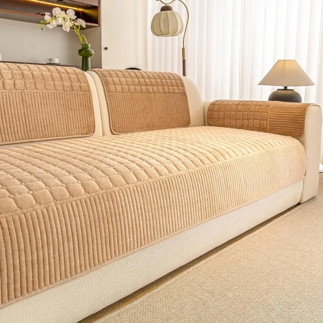 KCVV Bankbeschermer -bankbeschermer hond-Antislip bankhoes - Zitkussenhoes - Universele antislip bankhoes voor de woonkamer - kaki- 90x90 cm