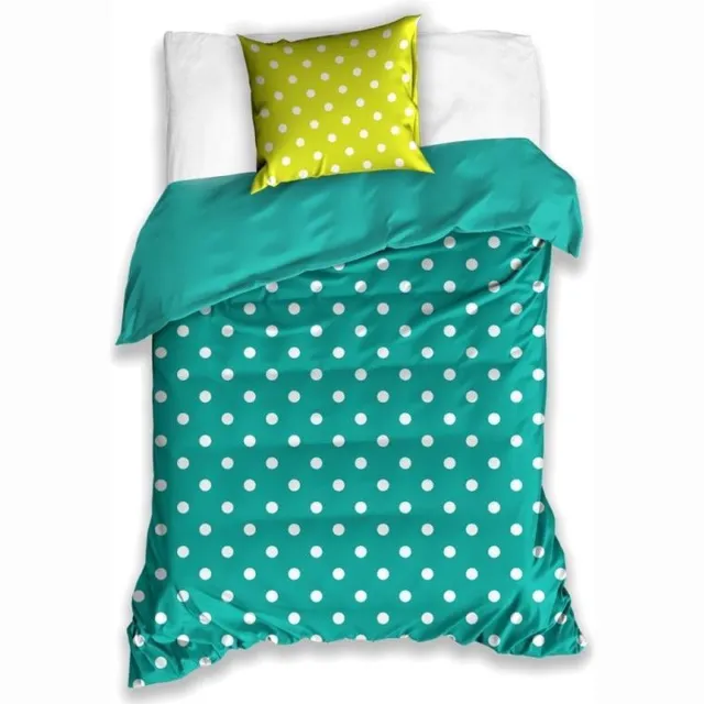Carbotex Dekbedovertrek Polkadotpatroon Groen/blauw 140 X 200 Cm