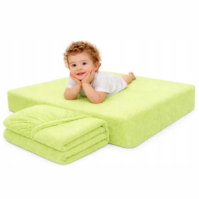 Strefa Spania Terry hoeslaken met elastiek 60x120 cm voor babybedje, katoen, limoengroen