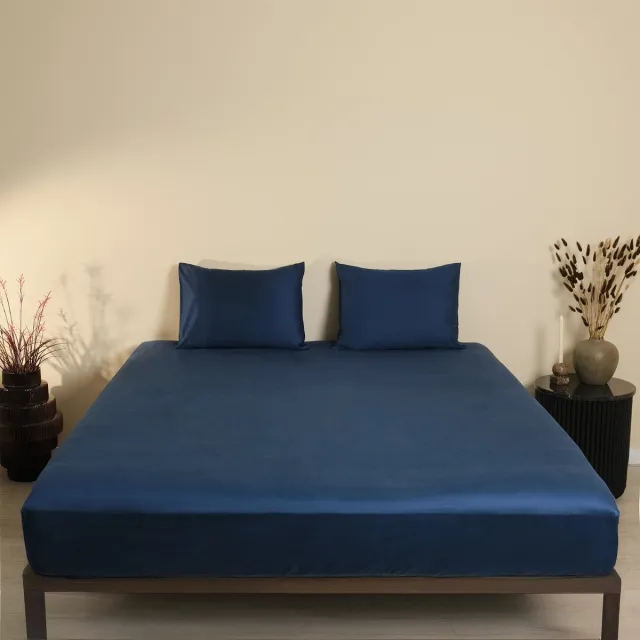 Sheetz Happen Hoeslaken 140x200x30cm - Blauw - Katoensatijn - 400TC - 100% Katoen