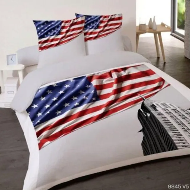 Better Nights 2-Persoonsdekbedovertrek US flag 240x220cm wit