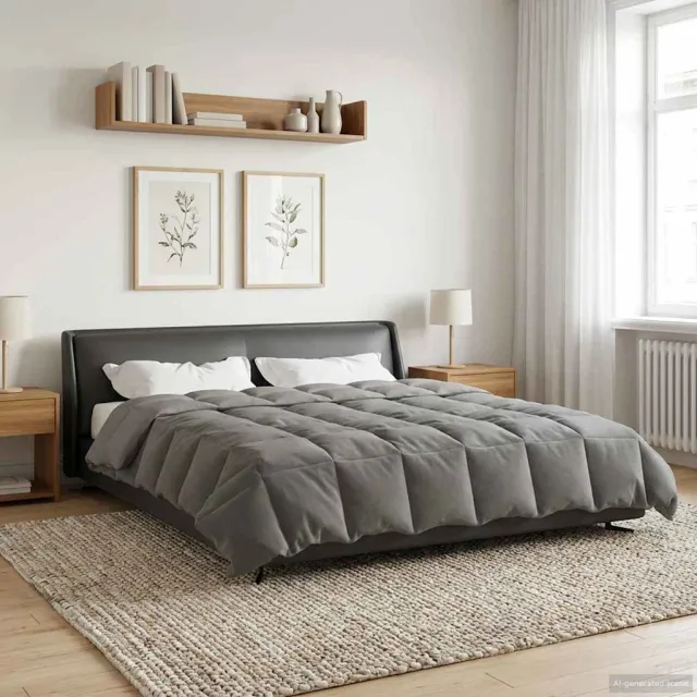 vidaXL Vol jaar dekbed 220 x 260 cm Microfiber (100% polyester) Lichtgrijs