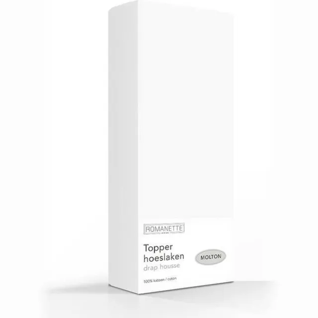 Romanette Molton topper hoeslaken - Wit - Lits-jumeaux (160x200 cm)