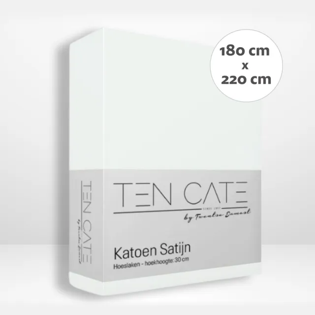 Ten Cate Hoeslaken - Hoeslaken 180 x 220 - Katoensatijn - Hoeslakens - Geschikt voor boxspring en matras - Hoekhoogte 35cm - Elastiek Rondom - Strijkvrij - Wit