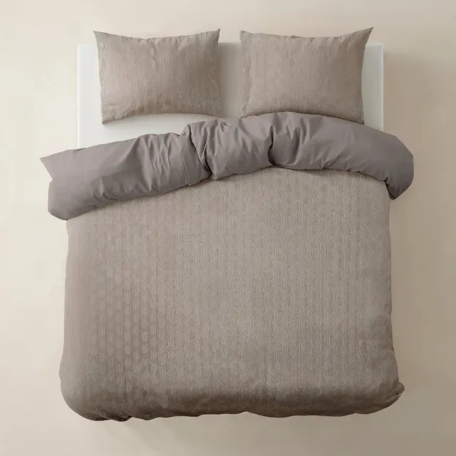 Valking dekbedovertrek Flanel Art - Lits-Jumeaux - 240x200/220 cm + 2x kussensloop 60x70 cm - Taupe