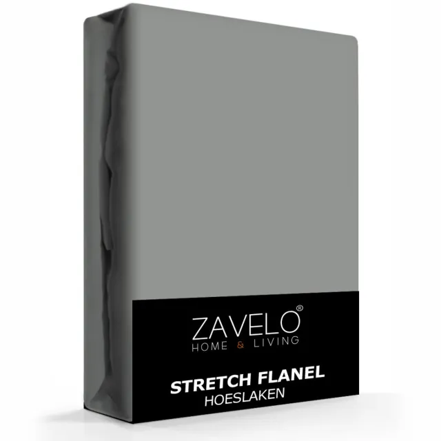 Zavelo Stretch Flanel Hoeslaken Antraciet-Lits-jumeaux (180x220 cm)