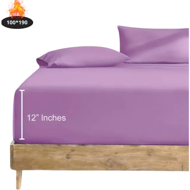 Bovista Hoeslaken Set - Inclusief Kussensloop - 3 Delige Set - Beddengoed - Fitted Sheet - Pillow Case - Bed - Paars 100 x 190