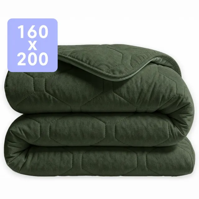Happybed Dekbed zonder overtrek 160x200 - Teddy - Wasbaar dekbed - Dekbed zonder hoes - Hoesloos Dekbed - Dark green