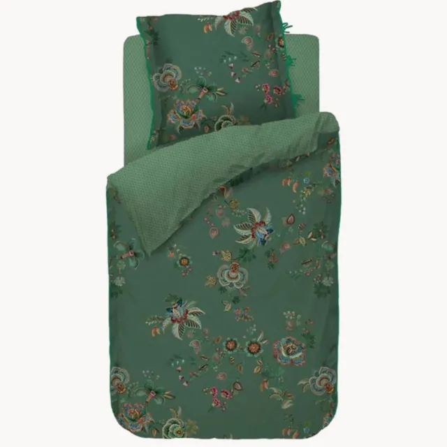 Pip Studio Katoenen perkal dekbedovertrekset Cece Fiore Groen
