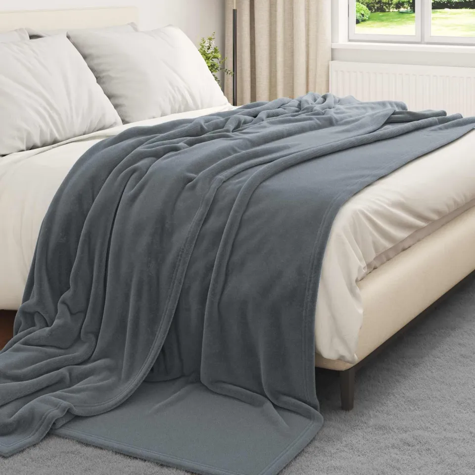 vidaXL plaid Donkergrijs 270 x 240 cm 1,69 kg Fleece, foto 3