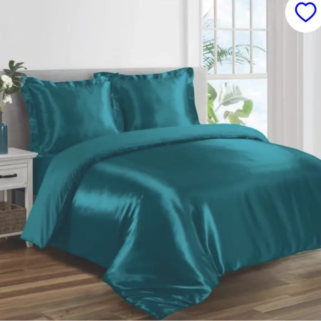 Beauty Silk dekbedovertrek -Glans Satijn Un -Tweepersoons -Lits-jumeaux - 240x200/220 cm +2 kussenslopen 60x70 cm -Petrol