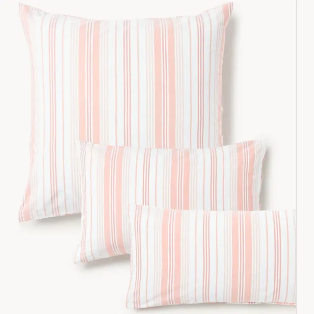Westwing Collection Katoenen perkal kussensloop Hildy Roze, Wit