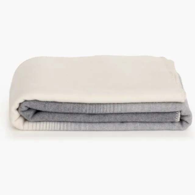 Most Kasjmier bed deken Silver Cloud - 90% Merino wol, 10% Kasjmier wol - 140 x 200 cm - wit-grijs wit, grijs