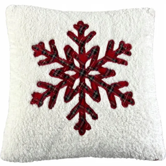 DeHome Kerst Kussenhoes 40x40 cm Rood Sneeuwvlok Decoratie