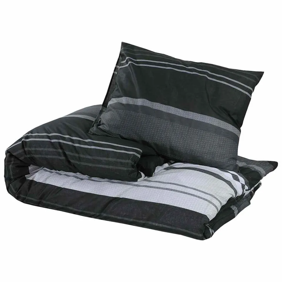 vidaXL 2 st 200 x 200 cm + 65 x 65 cm 100% Cotton Black Stripes Zwart