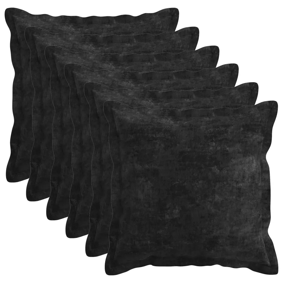 vidaXL Kussensloop 6 st HOUTEN Antraciet 40 x 40 cm Chenille Stof, foto 3