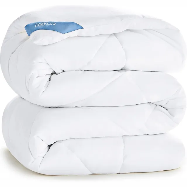 CozyLux Dekbed 220x240 cm voor 4 seizoenen, dekbed voor het hele jaar 300gsm microvezel, dekbed voor mensen met allergieën, super zachte deken slaapdeken ademend 220 x 240 cm, wit