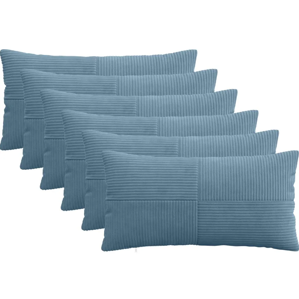 vidaXL Kussensloop 6 st ALMELO Blauw 40 x 70 cm corduroy, foto 3