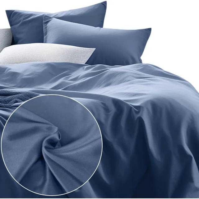 Darymex Satynlove Classic Dekbedovertrek 220x200 cm met 2 Kussenslopen 70x80 cm - Katoensatijn - Blauw - Ritssluiting Licht Blauw