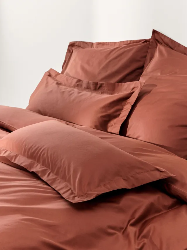 Westwing Collection Premium katoensatijnen dekbedovertrek Terracotta
