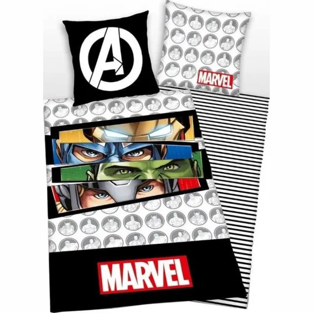 Marvel Dekbedovertrek Marvel Avengers 140x200 cm + Kussensloop Wit