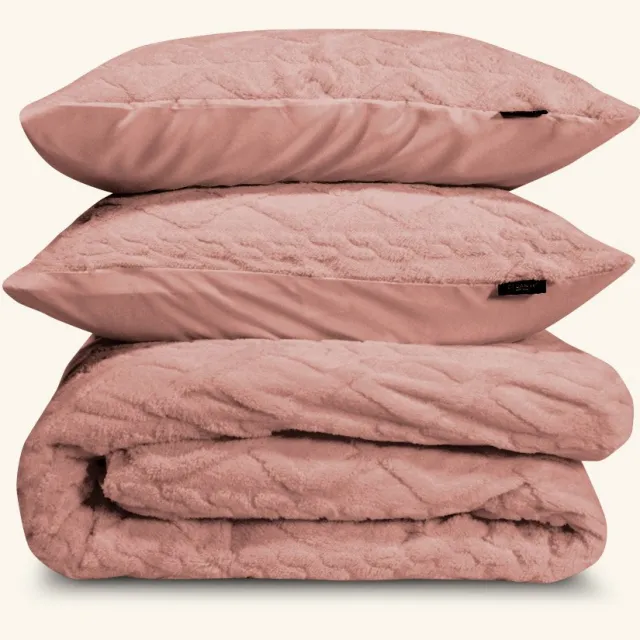 Zydante Dekbedovertrek Set - met 2 kussenslopen - Jacquard Teddy Peach