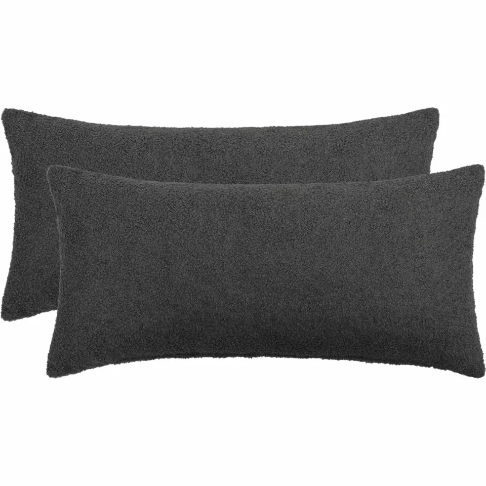 vidaXL Kussensloop 2 st HEERLEN Donkergrijs 40 x 80 cm Bouclé