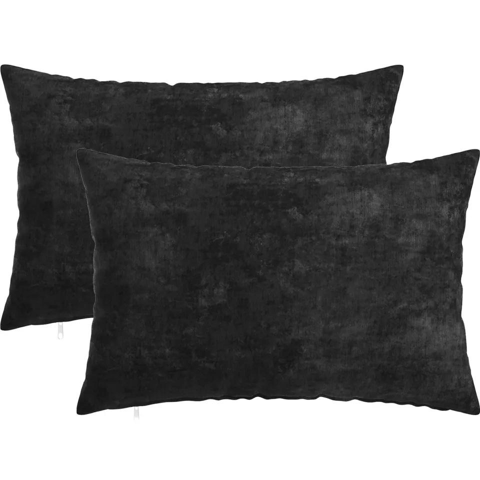 vidaXL Kussensloop 2 st HEERLEN Antraciet 50 x 75 cm Chenille Stof, foto 3
