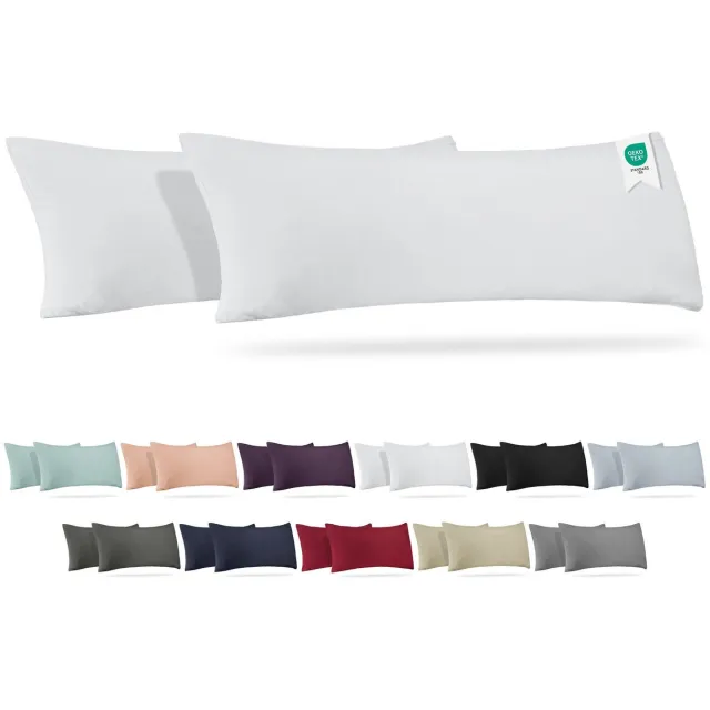 BARBONS kussensloop 40x145 set van 2 - Jersey 165 g/m² kussenhoes - 100% Katoen - wit