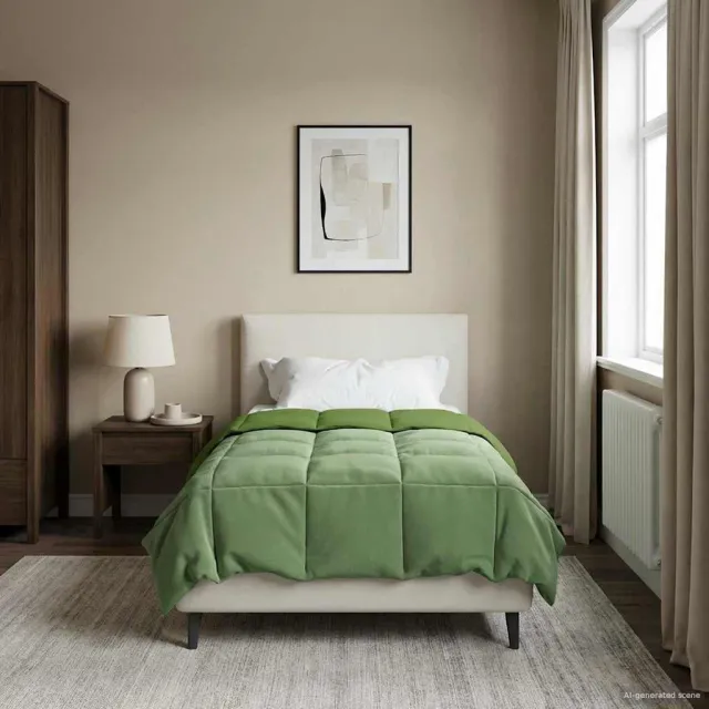 vidaXL Winter Dekbed 140 x 200 cm Winter Microfiber (100% polyester) Groen