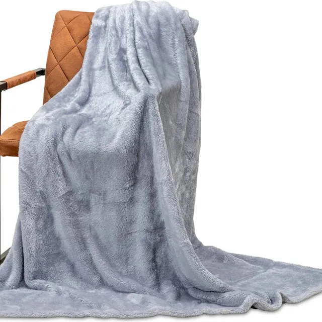 Wicotex Plaid deken - Fleece Plaid Fluffy Grijs - Afmeting 150x200cm - Zacht en warme Fleece deken - Plaidfleece