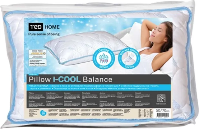 TED I-Cool Balance hoofdkussen - 50 x 70 cm | Stevig Hoofdkussen | Extra ventilatie Wit