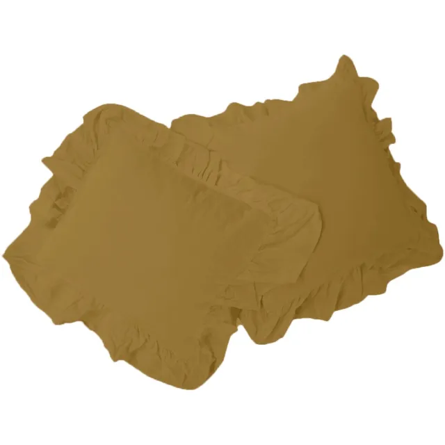 Darymex Katoenen Dekbedovertrek 220x200 cm - Olijfgroen - Met Roesjes / Ruches - Gekreukt 100% Katoen - Lits-Jumeaux - Met 2 Kussenslopen