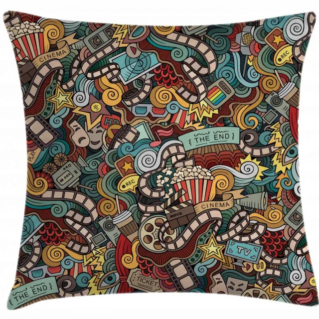 ABAKUHAUS Gekritzel-kussenhoes – Decoratieve kussenhoes – 60x60 cm – Dubbelzijdig bedrukt – met rits – Rubin Teal