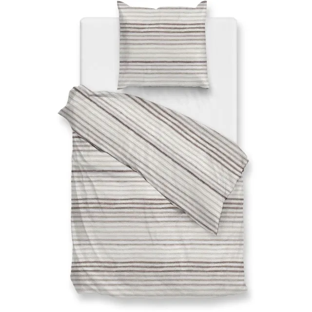 Zohome Dekbedovertrek Pia - Bedlinnen met Weving print - Natural - Dekbedhoes van 100% Katoen-Flanel