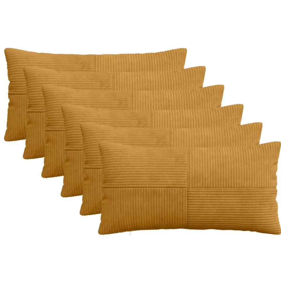 vidaXL Kussensloop 6 st ALMELO Geel 40 x 70 cm corduroy