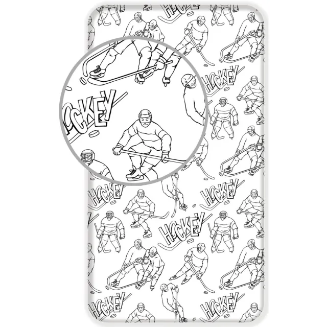 Ijshockey Hoeslaken Hockey Puck - Eenpersoons - 90 x 200 cm - Katoen Wit