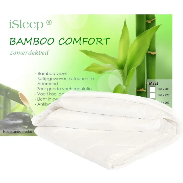 iSleep Zomerdekbed Bamboo Comfort - 100% Bamboe Zomer Dekbed - Tweepersoons - 200x200 cm Wit