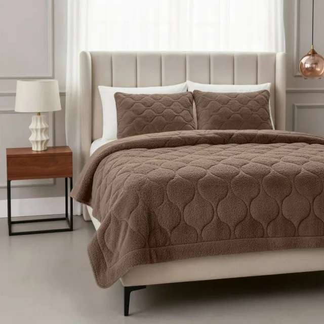 Valking 2 in 1 Teddy Premium Dekbed zonder Overtrek - Dekbed Inclusief Slopen - 200 x 200 cm - Taupe/Bruin