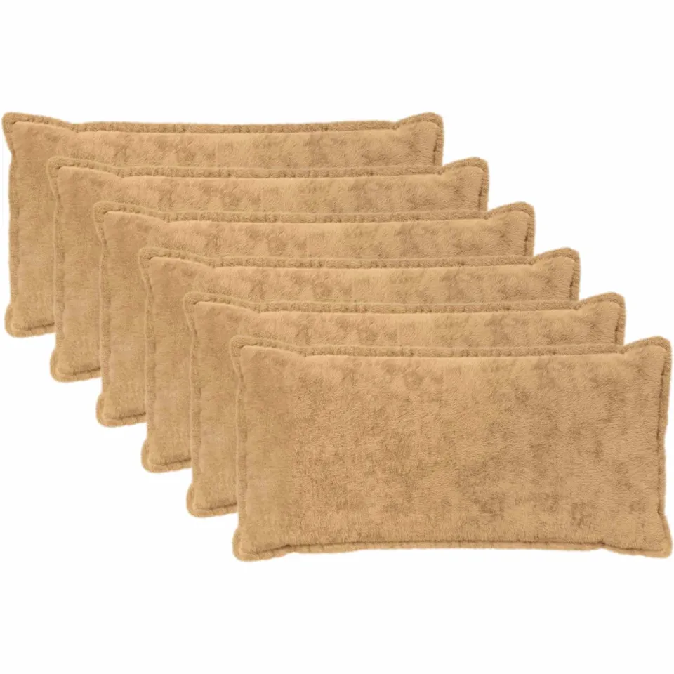 vidaXL Kussensloop 6 st HOUTEN Taupe 40 x 70 cm Nep Konijnenbont, foto 3